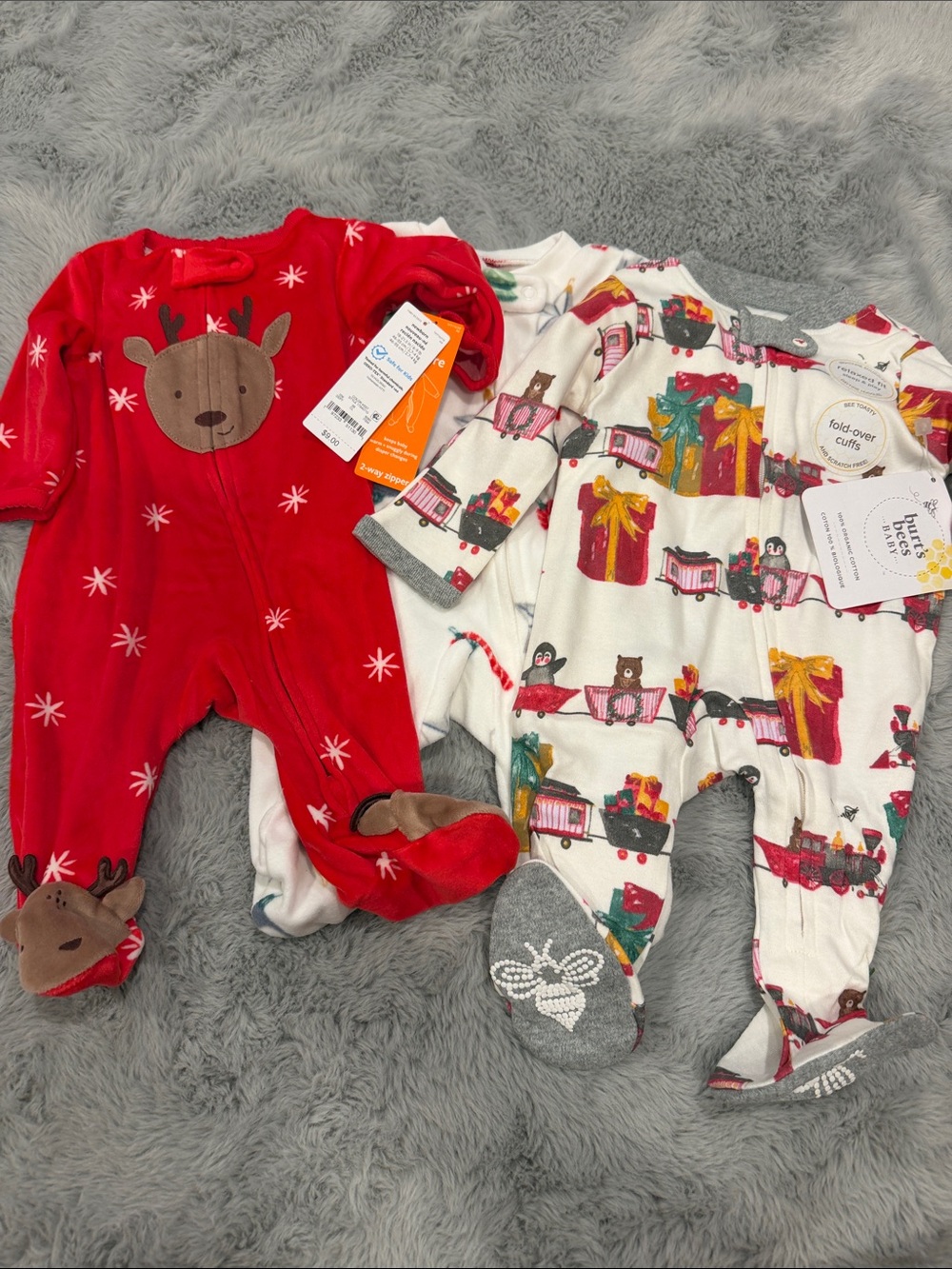 Holiday newborn set Reindeer Footed One-Piece - Red - carters and Burt’s bees